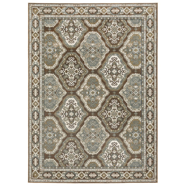 HomeRoots 5' Elegant Blue and Gray Medallion Area Rug – Durable, Stain-Resistant Design for Any Room Style 8' X 11' 574792