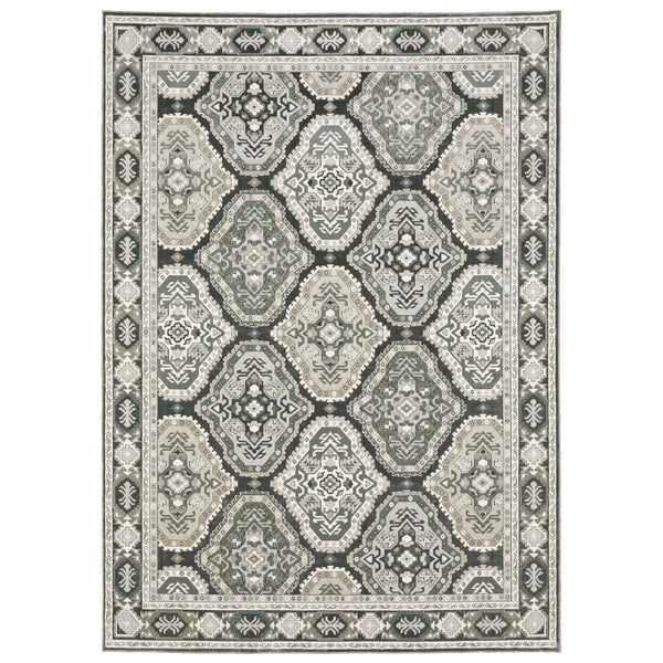 HomeRoots 5' Elegant Blue and Gray Medallion Area Rug – Durable, Stain-Resistant Design for Any Room Style 8' X 11' 574797
