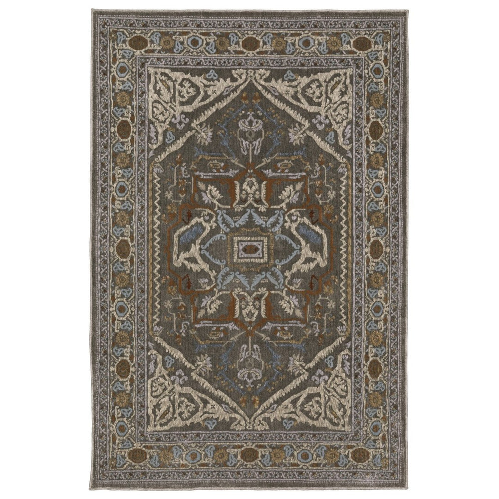 HomeRoots 5' Blue and Green Medallion Area Rug - Timeless Design, Durable & Stain-Resistant for Every Room 5' X 8' 574798