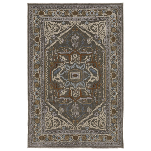 Homeroots 5' Blue Medallion Area Rug - Stylish Stain-resistant Design For Kids And Pets, Perfect For Any Room 4' X 6' Polyester 574800