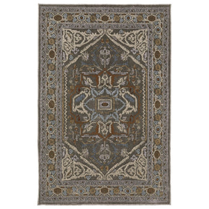 HomeRoots 5' Blue and Green Medallion Area Rug - Timeless Design, Durable & Stain-Resistant for Every Room 4' X 6' 574800