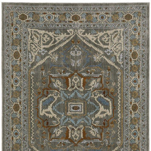 Homeroots 5' Blue Medallion Area Rug - Stylish Stain-resistant Design For Kids And Pets, Perfect For Any Room 8' X 11' Polyester 574802