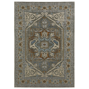 HomeRoots 5' Blue and Green Medallion Area Rug - Timeless Design, Durable & Stain-Resistant for Every Room 8' X 11' 574802