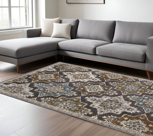 Homeroots 10' Blue Medallion Area Rug - Stain Resistant, Stylish Design For Living Spaces With Kids & Pets 10' X 13' Polyester 574803