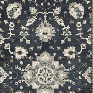 Homeroots 5' Blue Oriental Area Rug - Stylish, Stain Resistant Living Room Essential For Kids And Pets 5' X 8' Polyester 574804