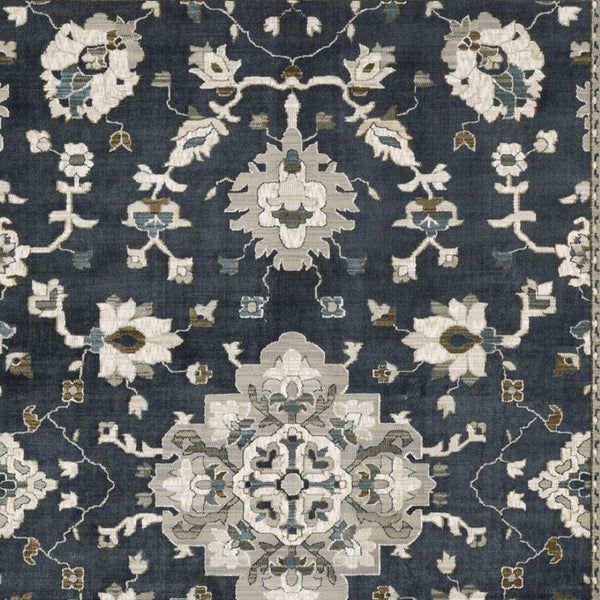 Homeroots 5' Blue Oriental Area Rug - Stylish, Stain Resistant Living Room Essential For Kids And Pets 5' X 8' Polyester 574804