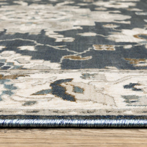 Homeroots 5' Blue Oriental Area Rug - Stylish, Stain Resistant Living Room Essential For Kids And Pets 10' X 13' Polyester 574805