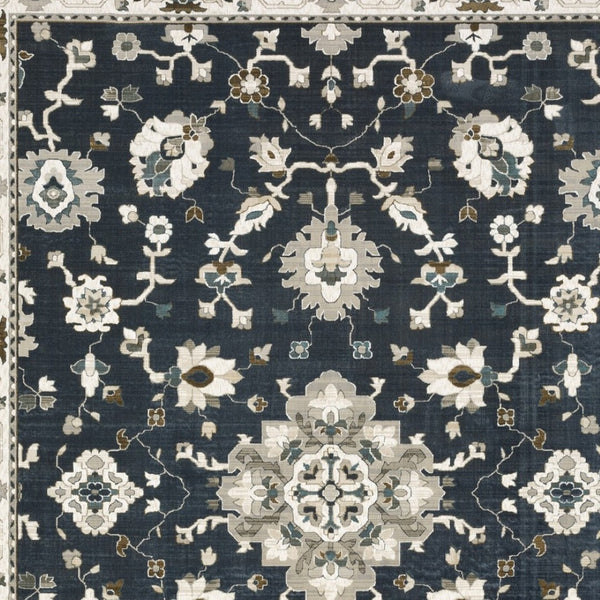 Homeroots 5' Blue Oriental Area Rug - Stylish, Stain Resistant Living Room Essential For Kids And Pets 8' X 11' Polyester 574808