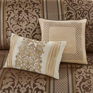 English Elm 6 Piece Jacquard Comforter Set With Decorative Pillows - Luxurious, Cozy, And Easy Care For Full/Queen B035P280388