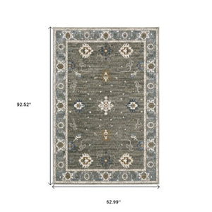 Homeroots 5' Elevate Your Space With A Stunning Blue Oriental Area Rug – Stain Resistant & Stylish Design! 5' X 8' Polyester 574809