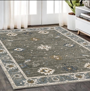 Homeroots 5' Elevate Your Space With A Stunning Blue Oriental Area Rug – Stain Resistant & Stylish Design! 5' X 8' Polyester 574809