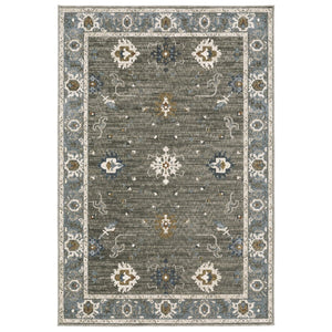 HomeRoots 5' Elegant Blue, Ivory & Gray Oriental Area Rug - Durable, Stylish Design for Any Living Space 5' X 8' 574809