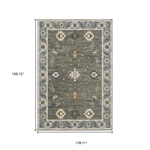 Homeroots 5' Elevate Your Space With A Stunning Blue Oriental Area Rug – Stain Resistant & Stylish Design! 10' X 13' Polyester 574810