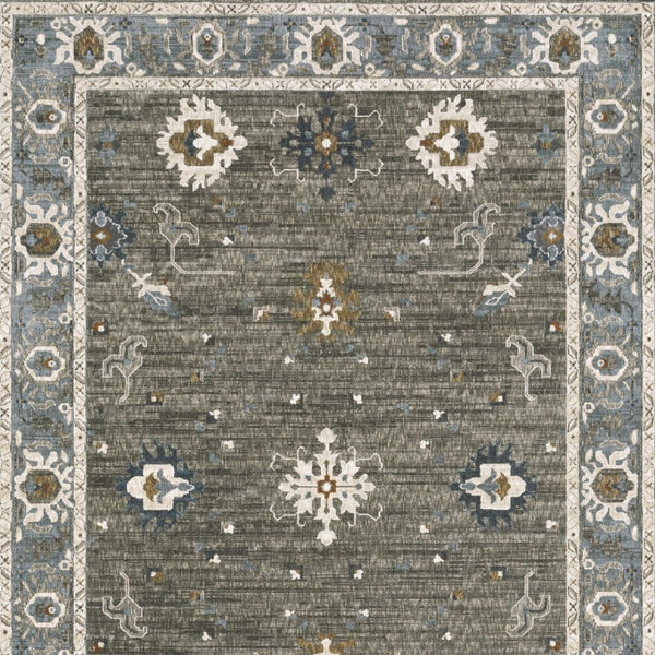 Homeroots 5' Elevate Your Space With A Stunning Blue Oriental Area Rug – Stain Resistant & Stylish Design! 10' X 13' Polyester 574810