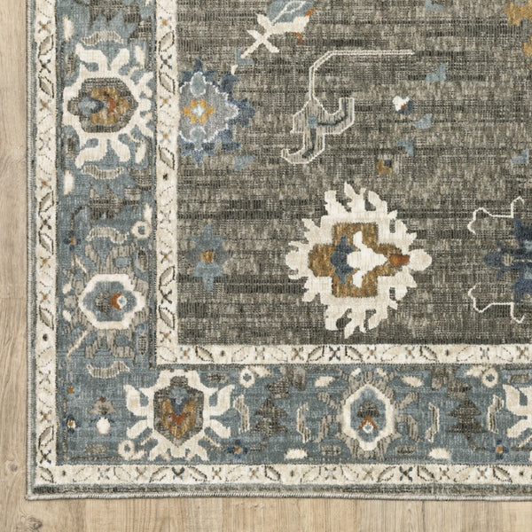 Homeroots 5' Elevate Your Space With A Stunning Blue Oriental Area Rug – Stain Resistant & Stylish Design! 10' X 13' Polyester 574810