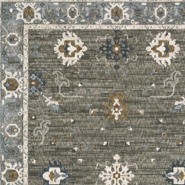 Homeroots 5' Elevate Your Space With A Stunning Blue Oriental Area Rug – Stain Resistant & Stylish Design! 4' X 6' Polyester 574811