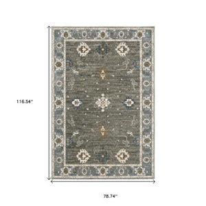 Homeroots 5' Elevate Your Space With A Stunning Blue Oriental Area Rug – Stain Resistant & Stylish Design! 7' X 10' Polyester 574812