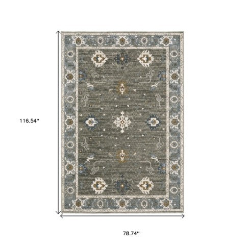Homeroots 5' Elevate Your Space With A Stunning Blue Oriental Area Rug – Stain Resistant & Stylish Design! 7' X 10' Polyester 574812