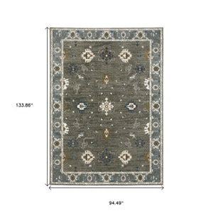 Homeroots 5' Elevate Your Space With A Stunning Blue Oriental Area Rug – Stain Resistant & Stylish Design! 8' X 11' Polyester 574813