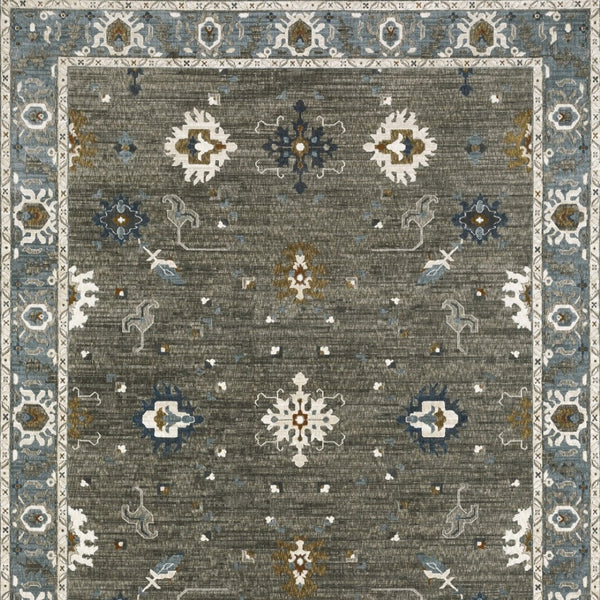 Homeroots 5' Elevate Your Space With A Stunning Blue Oriental Area Rug – Stain Resistant & Stylish Design! 8' X 11' Polyester 574813