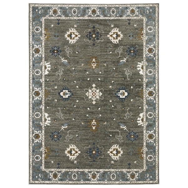 Homeroots 5' Elevate Your Space With A Stunning Blue Oriental Area Rug – Stain Resistant & Stylish Design! 8' X 11' Polyester 574813
