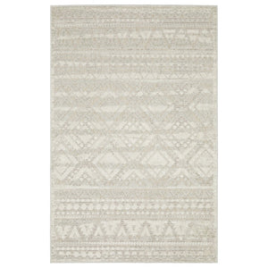 HomeRoots 5' Beige and Ivory Tribal Area Rug - Durable, Stain-Resistant Design for Stylish Living Spaces 5' X 8' 574819