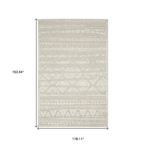 HomeRoots 5' Beige and Ivory Tribal Area Rug - Durable, Stain-Resistant Design for Stylish Living Spaces 10' X 13' 574820