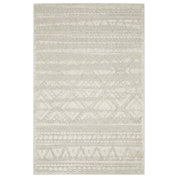 HomeRoots 5' Beige and Ivory Tribal Area Rug - Durable, Stain-Resistant Design for Stylish Living Spaces 7' X 10' 574821