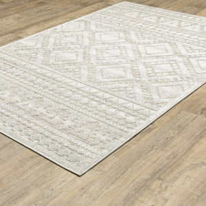 HomeRoots 5' Beige and Ivory Tribal Area Rug - Durable, Stain-Resistant Design for Stylish Living Spaces 8' X 11' 574822