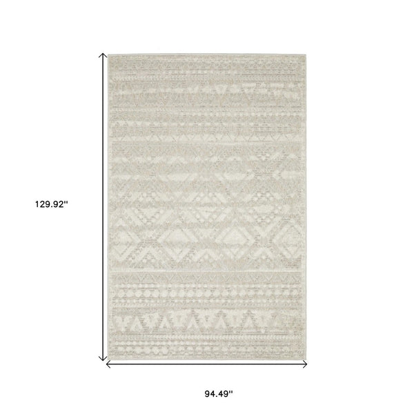 HomeRoots 5' Beige and Ivory Tribal Area Rug - Durable, Stain-Resistant Design for Stylish Living Spaces 8' X 11' 574822