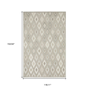 HomeRoots 5' Elegant Beige and Gray Diamond Area Rug – Durable, Stain-Resistant, Perfect for Any Home Decor 10' X 13' 574824