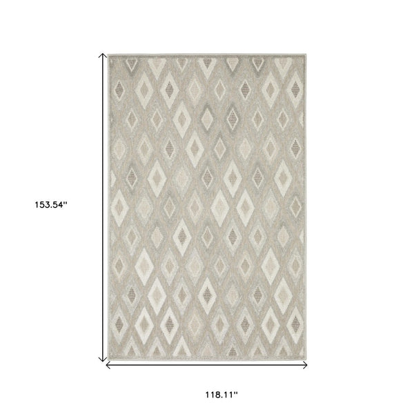 HomeRoots 5' Elegant Beige and Gray Diamond Area Rug – Durable, Stain-Resistant, Perfect for Any Home Decor 10' X 13' 574824