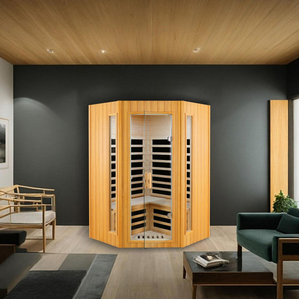 English Elm Two Person Hemlock Wood Far Infrared Home Sauna with Bluetooth and Led Lighting W2611P175998
