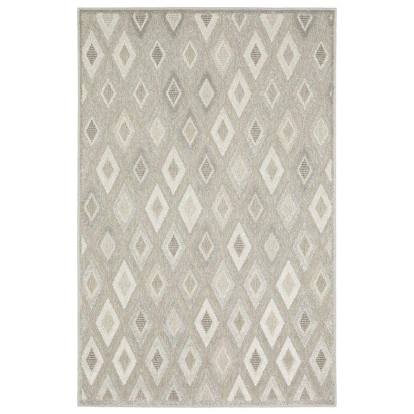 HomeRoots 5' Elegant Beige and Gray Diamond Area Rug – Durable, Stain-Resistant, Perfect for Any Home Decor 8' X 11' 574826