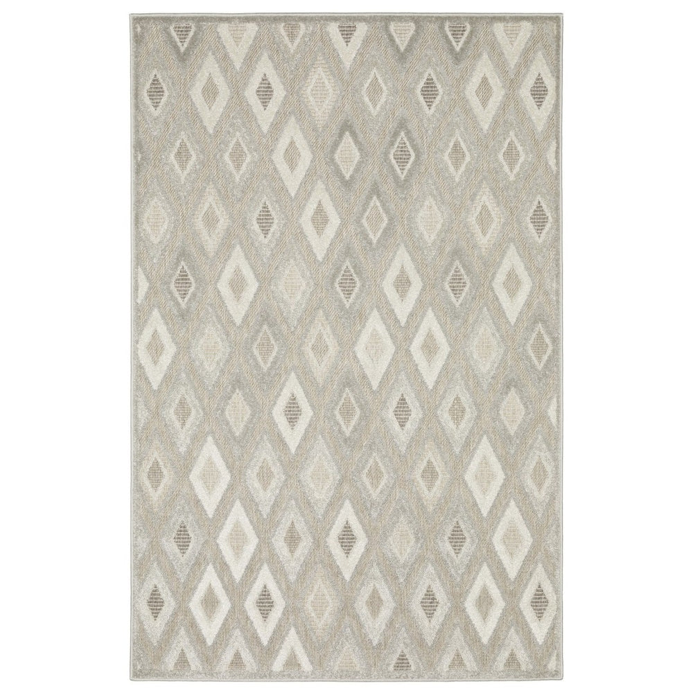 HomeRoots 5' Elegant Beige and Gray Diamond Area Rug – Durable, Stain-Resistant, Perfect for Any Home Decor 8' X 11' 574826