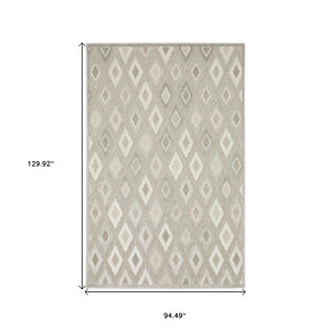 HomeRoots 5' Elegant Beige and Gray Diamond Area Rug – Durable, Stain-Resistant, Perfect for Any Home Decor 8' X 11' 574826