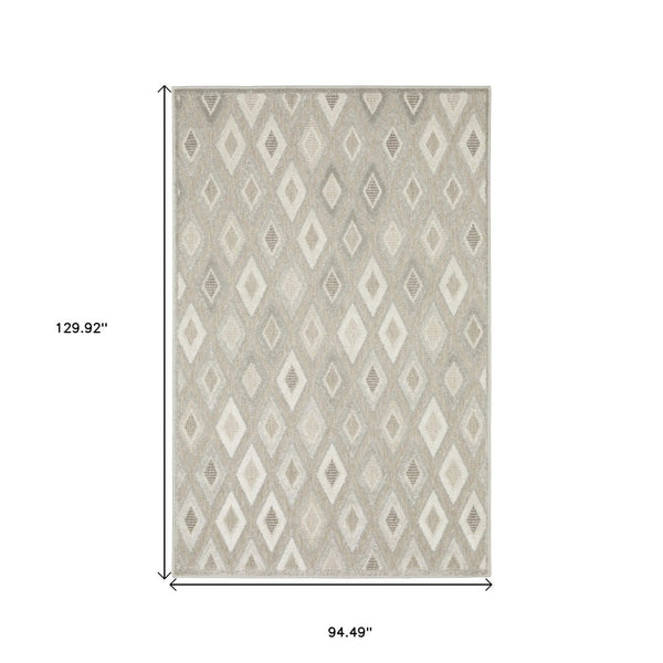 HomeRoots 5' Elegant Beige and Gray Diamond Area Rug – Durable, Stain-Resistant, Perfect for Any Home Decor 8' X 11' 574826