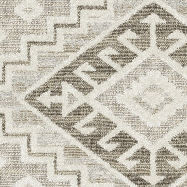 HomeRoots 5' Chic Beige and Brown Tribal Area Rug - Durable, Stain-Resistant Design for Any Stylish Space 7' X 10' 574829