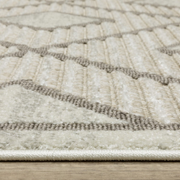 HomeRoots 5' Stylish Beige and Brown Geometric Area Rug – Modern, Stain-Resistant, Durable for Everyday Living 10' X 13' 574832