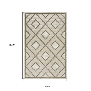 HomeRoots 5' Stylish Beige and Brown Geometric Area Rug – Modern, Stain-Resistant, Durable for Everyday Living 10' X 13' 574832