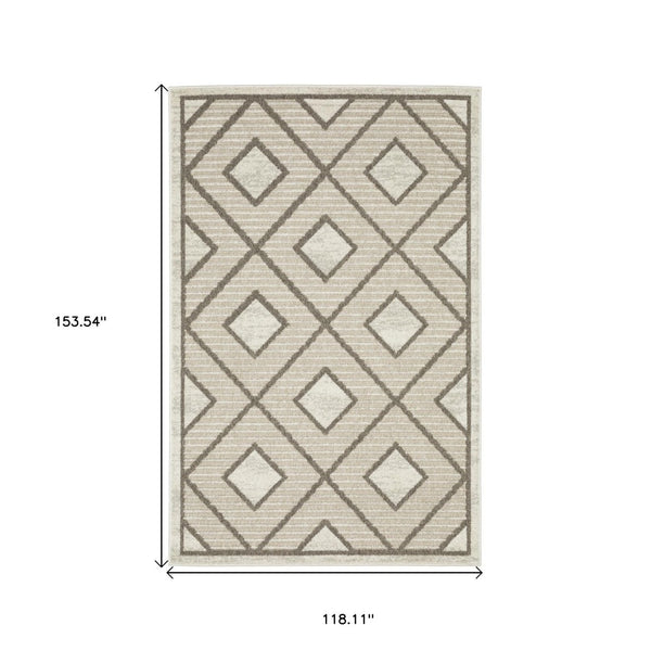 HomeRoots 5' Stylish Beige and Brown Geometric Area Rug – Modern, Stain-Resistant, Durable for Everyday Living 10' X 13' 574832