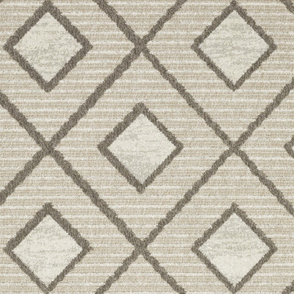 HomeRoots 5' Stylish Beige and Brown Geometric Area Rug – Modern, Stain-Resistant, Durable for Everyday Living 7' X 10' 574833