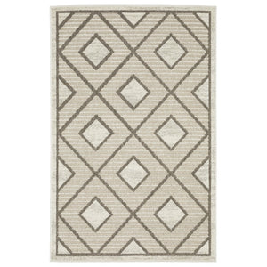 HomeRoots 5' Stylish Beige and Brown Geometric Area Rug – Modern, Stain-Resistant, Durable for Everyday Living 7' X 10' 574833