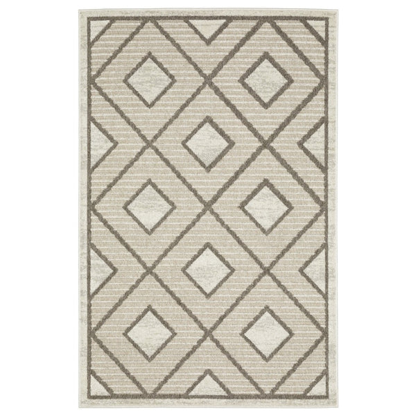 HomeRoots 5' Stylish Beige and Brown Geometric Area Rug – Modern, Stain-Resistant, Durable for Everyday Living 8' X 11' 574834