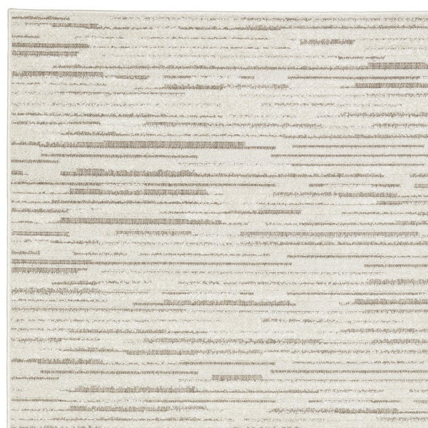 HomeRoots 5' Distressed Ivory and Brown Striped Area Rug - Durable, Stain-Resistant, Perfect for Any Space 5' X 8' 574835