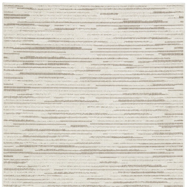 HomeRoots 5' Distressed Ivory and Brown Striped Area Rug - Durable, Stain-Resistant, Perfect for Any Space 10' X 13' 574836