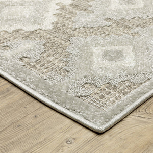 HomeRoots 5' Timeless Beige and Gray Oriental Area Rug - Stain Resistant, Durable, Perfect for High-Traffic Spaces 5' X 8' 574839