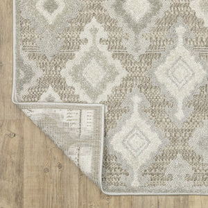 HomeRoots 5' Timeless Beige and Gray Oriental Area Rug - Stain Resistant, Durable, Perfect for High-Traffic Spaces 7' X 10' 574841