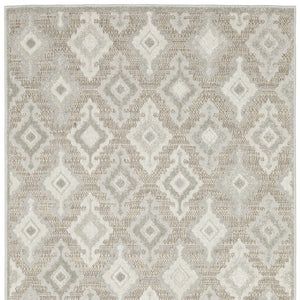 HomeRoots 5' Timeless Beige and Gray Oriental Area Rug - Stain Resistant, Durable, Perfect for High-Traffic Spaces 8' X 11' 574842