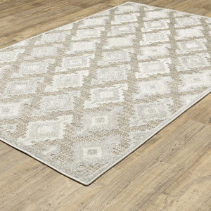 HomeRoots 5' Timeless Beige and Gray Oriental Area Rug - Stain Resistant, Durable, Perfect for High-Traffic Spaces 8' X 11' 574842
